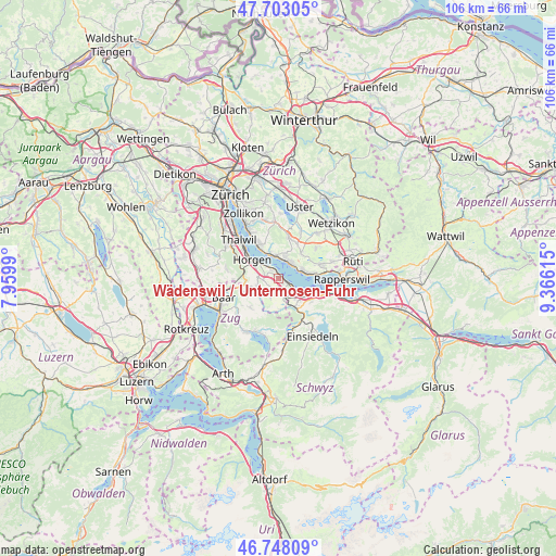 Wädenswil / Untermosen-Fuhr on map