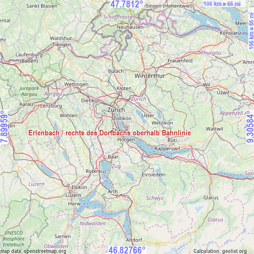 Erlenbach / rechts des Dorfbachs oberhalb Bahnlinie on map