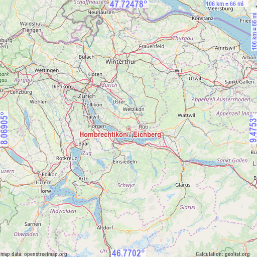 Hombrechtikon / Eichberg on map
