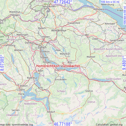 Hombrechtikon / Grossacher on map