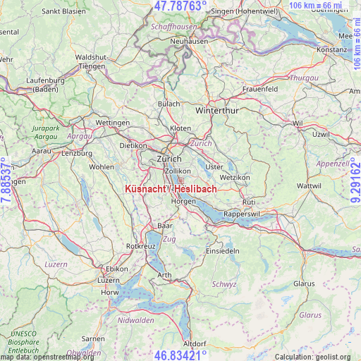 Küsnacht / Heslibach on map