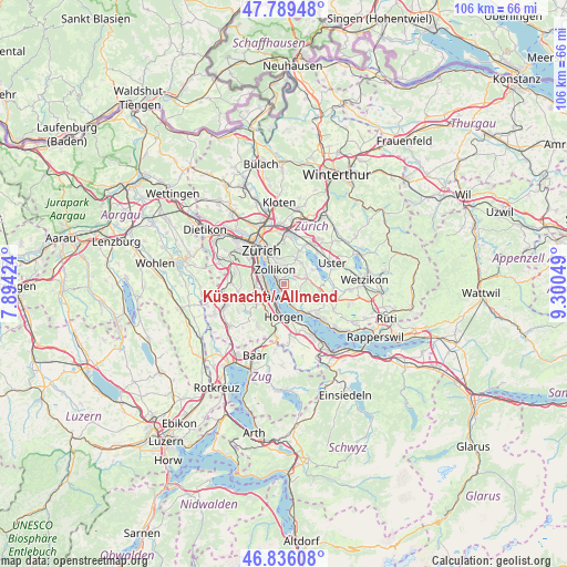 Küsnacht / Allmend on map