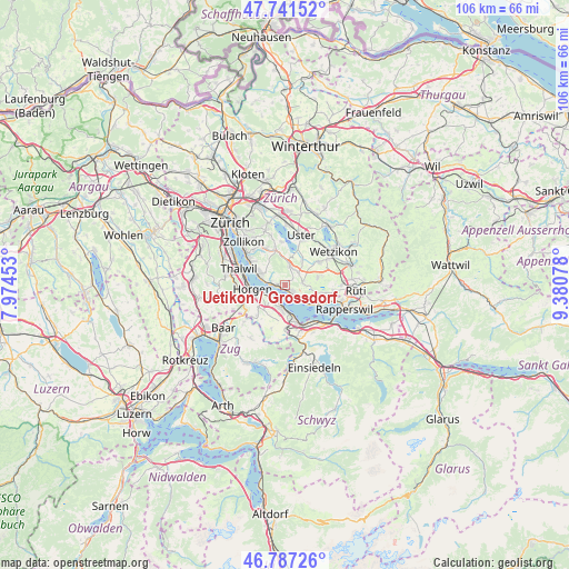Uetikon / Grossdorf on map