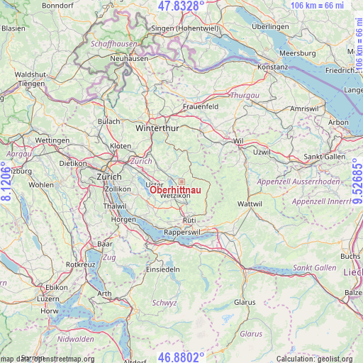 Oberhittnau on map