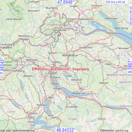 Effretikon / Brandenriet / Vogelsang on map