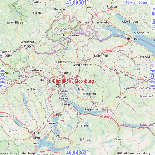 Effretikon / Moosburg on map