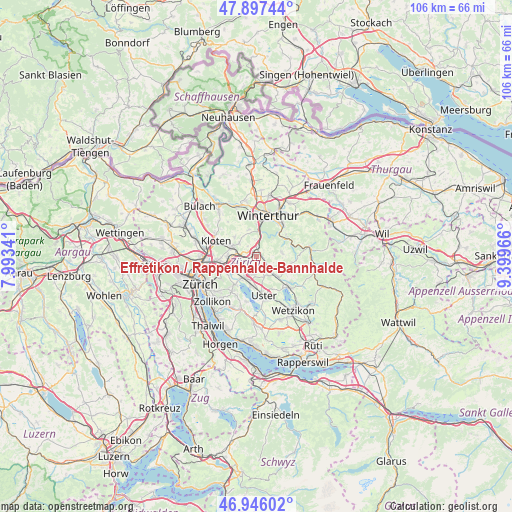 Effretikon / Rappenhalde-Bannhalde on map
