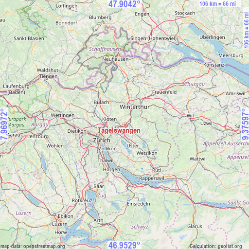 Tagelswangen on map