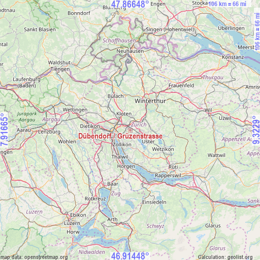 Dübendorf / Grüzenstrasse on map