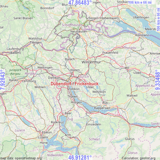 Dübendorf / Frickenbuck on map