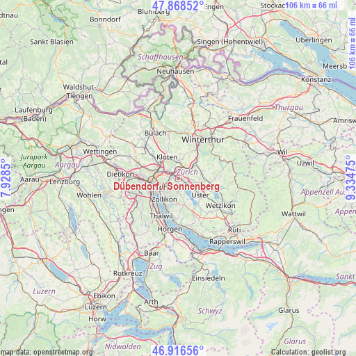 Dübendorf / Sonnenberg on map