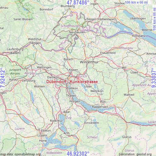 Dübendorf / Kunklerstrasse on map