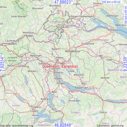 Dübendorf / Eglishölzli on map