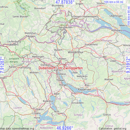 Dübendorf / Im Zwinggarten on map