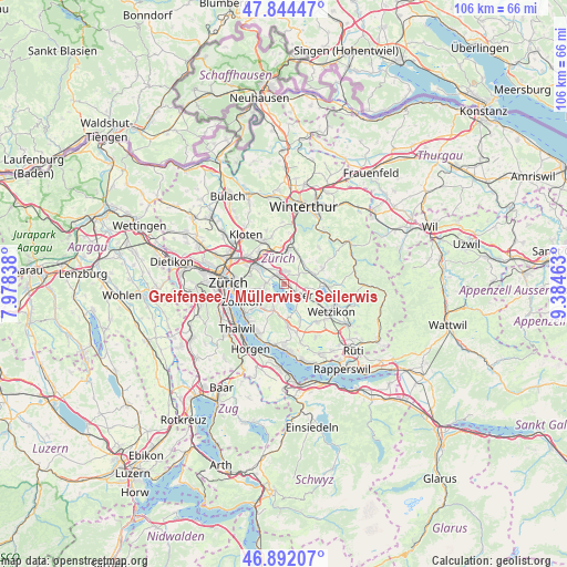 Greifensee / Müllerwis / Seilerwis on map