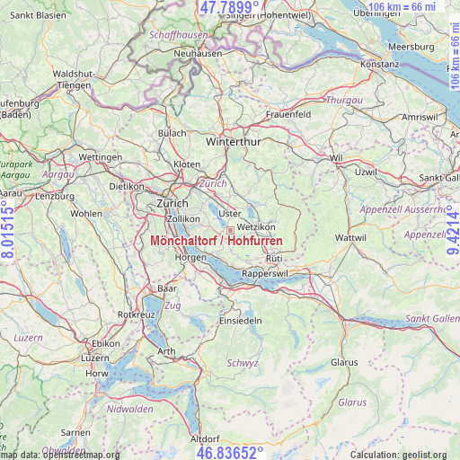 Mönchaltorf / Hohfurren on map