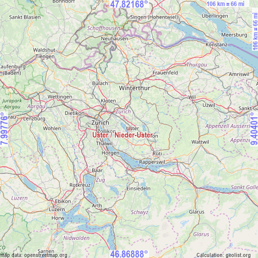 Uster / Nieder-Uster on map