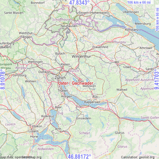 Uster / Gschwader on map