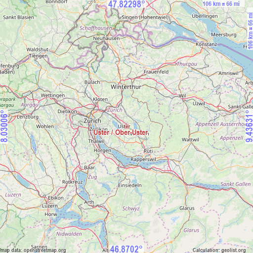 Uster / Ober-Uster on map