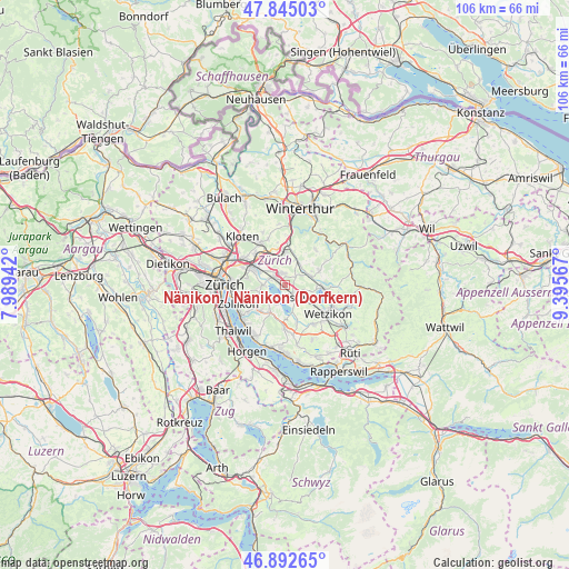 Nänikon / Nänikon (Dorfkern) on map