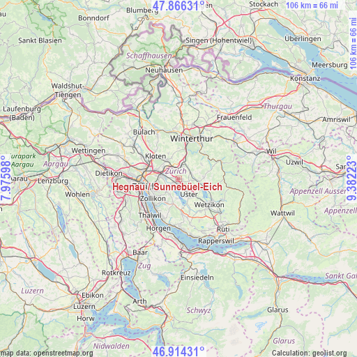 Hegnau / Sunnebüel-Eich on map