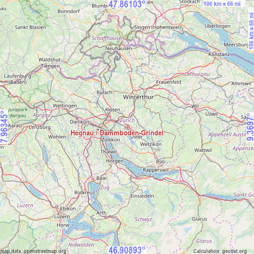 Hegnau / Dammboden-Grindel on map