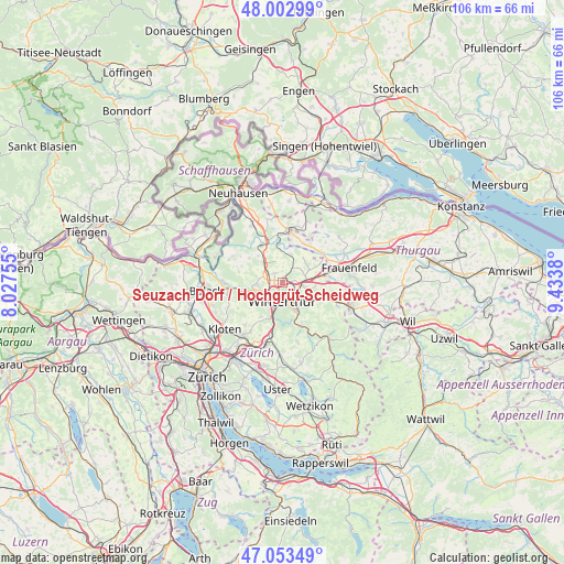 Seuzach Dorf / Hochgrüt-Scheidweg on map