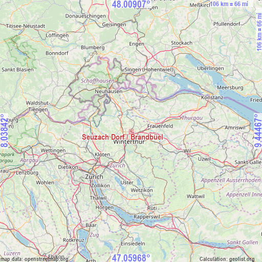Seuzach Dorf / Brandbüel on map