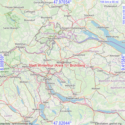Stadt Winterthur (Kreis 1) / Brühlberg on map