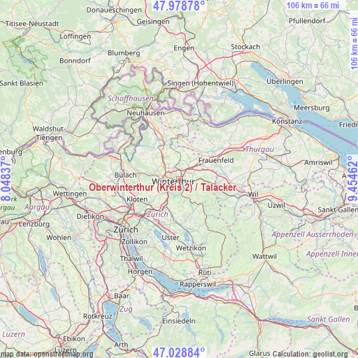 Oberwinterthur (Kreis 2) / Talacker on map