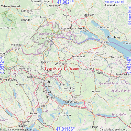Seen (Kreis 3) / Waser on map