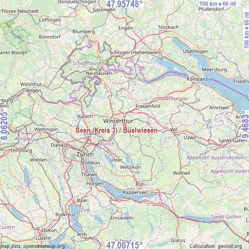 Seen (Kreis 3) / Büelwiesen on map