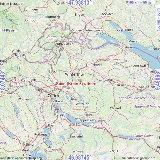 Seen (Kreis 3) / Iberg on map