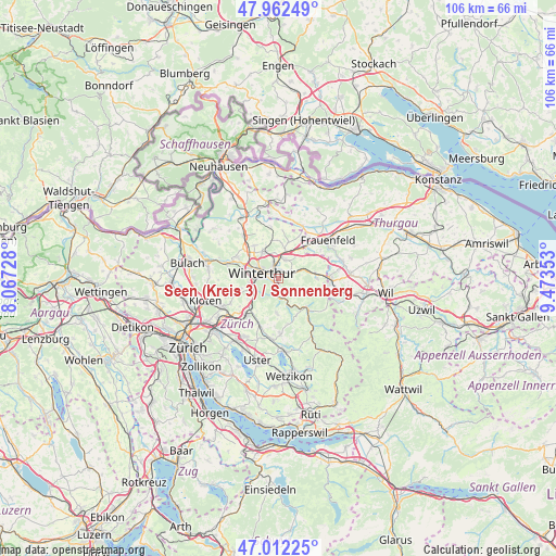 Seen (Kreis 3) / Sonnenberg on map