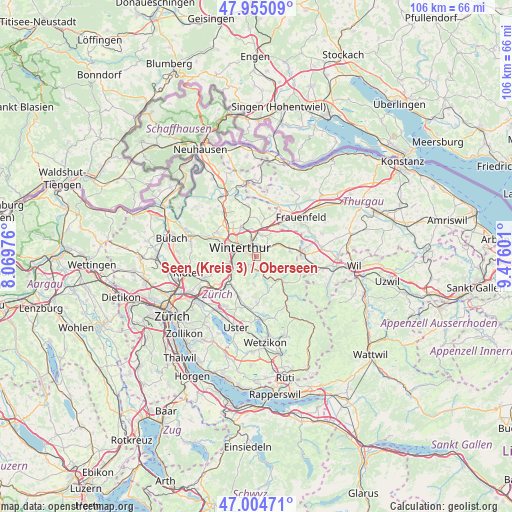 Seen (Kreis 3) / Oberseen on map