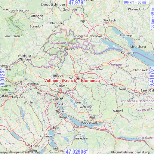 Veltheim (Kreis 5) / Blumenau on map