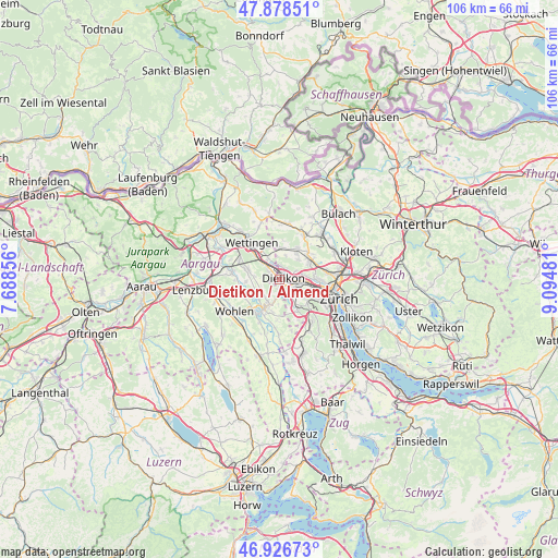 Dietikon / Almend on map