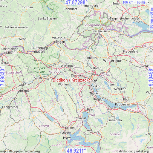 Dietikon / Kreuzacker on map
