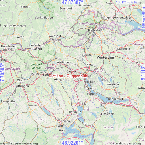 Dietikon / Guggenbühl on map