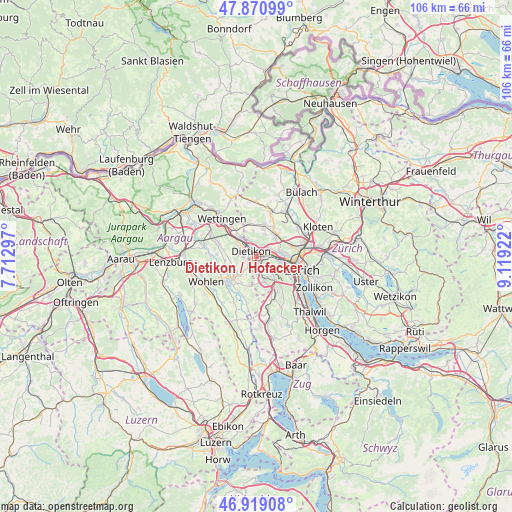 Dietikon / Hofacker on map