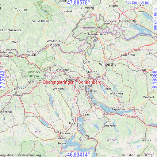 Oberengstringen / Sonnenberg on map
