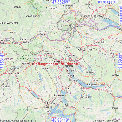 Oberengstringen / Rauchacher on map