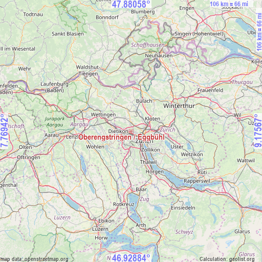 Oberengstringen / Eggbühl on map