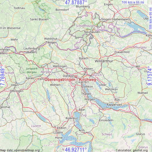 Oberengstringen / Kirchweg on map