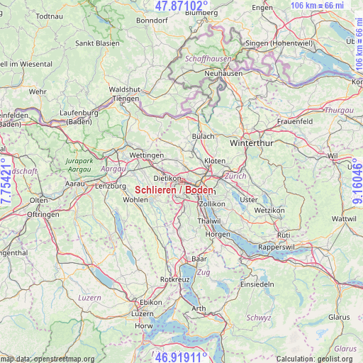 Schlieren / Boden on map