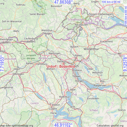 Urdorf / Bodenfeld on map