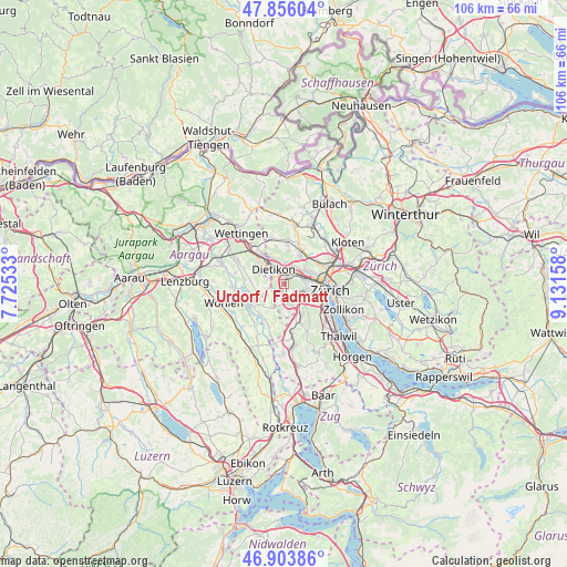 Urdorf / Fadmatt on map