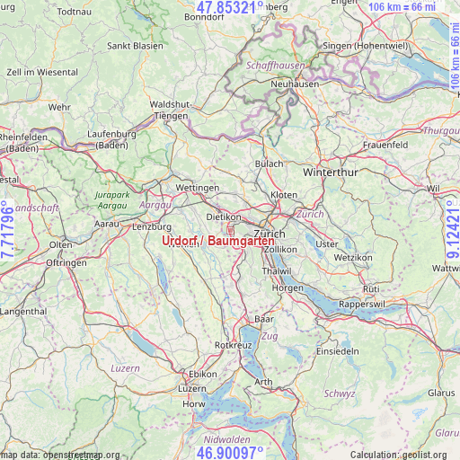 Urdorf / Baumgarten on map