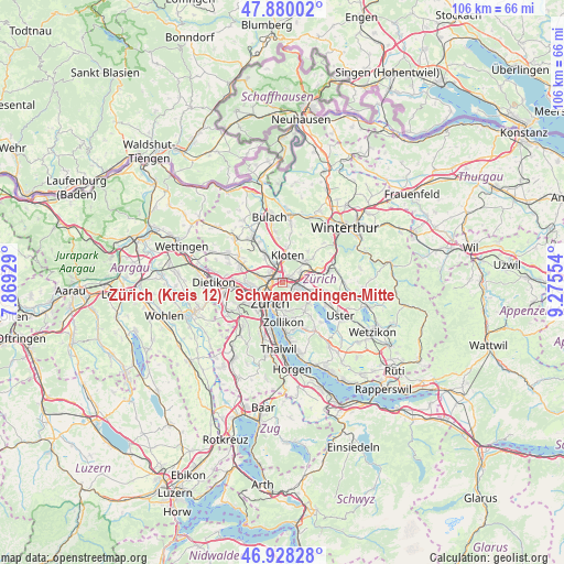 Zürich (Kreis 12) / Schwamendingen-Mitte on map