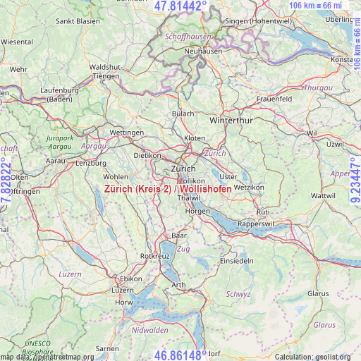 Zürich (Kreis 2) / Wollishofen on map